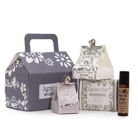 Agnes & Cat Lake Breeze Wellbeing Gift Set - Handmade Soap, Solid Shampoo, Lip Balm and Roll-on Oil