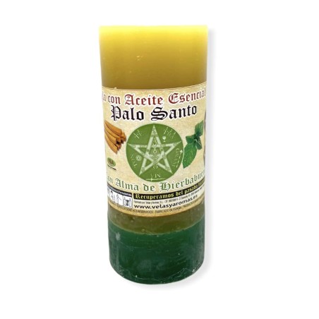 شمعة بالو سانتو بروح تنقية النعناع ونتمنى لك التوفيق والمال - شموع وروائح - زيوت عطرية - 14x6 سم