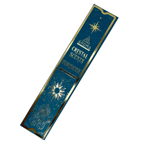 Incenso Turquesa AROMA Kit Incenso Borrar Cristal - Incensos em varetas com minerais - 1 caixa de 20gr.