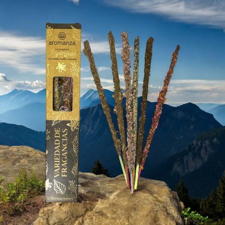 Bio Weihrauch Vielfalt an Düften mit Kräutern, Blumen und Schalen Aromanza Argentina - 6 Stäbchen - 6 Empfindungen