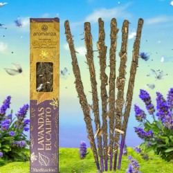 Bio Lavendel und Eukalyptus Rauch mit Eukalyptusblättern Aromanza Argentina - 6 natürliche Stäbchen - Meditation