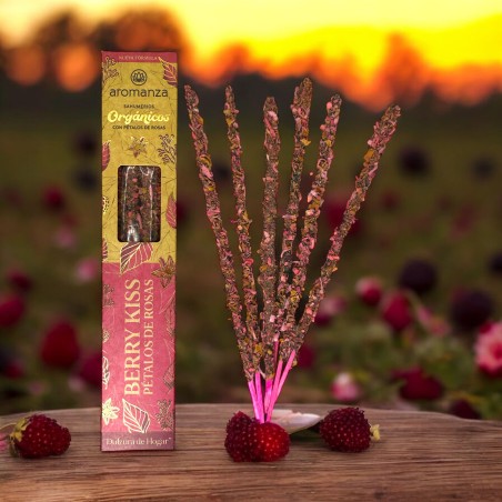 Encens Bio Baissant Baies aux Pétales de Rose Aromanza Argentina - 6 sticks naturels - Douceur de la Maison