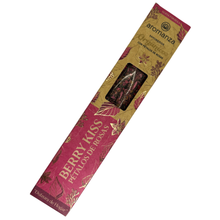 Incenso Orgânico Berry Kiss com Pétalas de Rosa Aromanza Argentina - 6 palitos naturais - Doçura de Casa