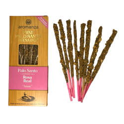 Mini Palo Santo Good Wave Räucherstäbchen mit Royal Rose Aromanza Argentinien - 8 Rauchungen 40min Dauer - Love