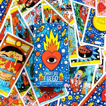 Tarot del Fuego Ricardo Cavolo - Fournier - 78 بطاقة بالألوان الكاملة وكتيب تعليمات