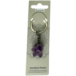 Porte-clés Fleur d’Améthyste Minéral Brut -...