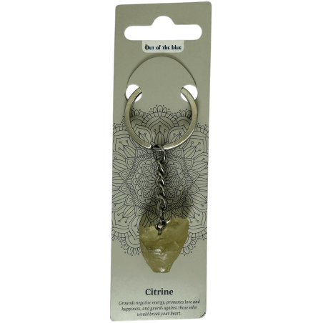 Chaveiro Citrino Mineral Cru - Felicidade, Prosperidade e Alegria