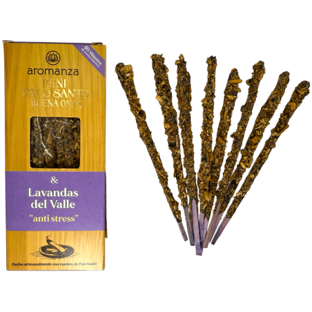 Mini Palo Santo Bonne Vague Lavande de la Vallée Encens Aromanza Argentina - 8 Encens durée 40min - Anti Stress