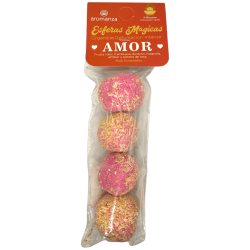 Magic Spheres Love Aromanza Argentina - 4 bombes de défection Fruits Rouges, Framboise, Pêche, Magnolia, Sirop et Rose