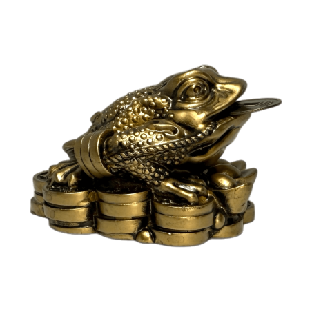 تشان تشو ثروة الضفدع - المال والازدهار والحماية - 5.5x5x4 سم - فنغ شوي يشمل عملة معدنية