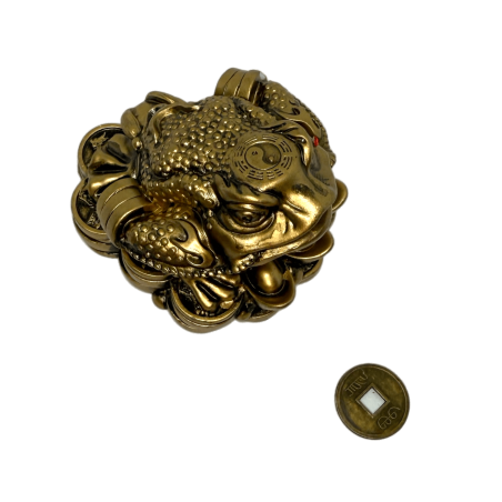 チャンチュー富のヒキガエル - お金、繁栄、保護 - 5.5x5x4cm - 風水はコインが含まれています