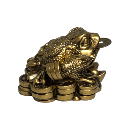 チャンチュー富のヒキガエル - お金、繁栄、保護 - 5.5x5x4cm - 風水はコインが含まれています