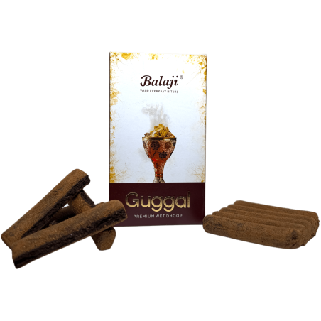 プレミアムお香Dhoop Guggal Balaji Premium Wet Dhoop - 10本のお香スティックが入ったボックス