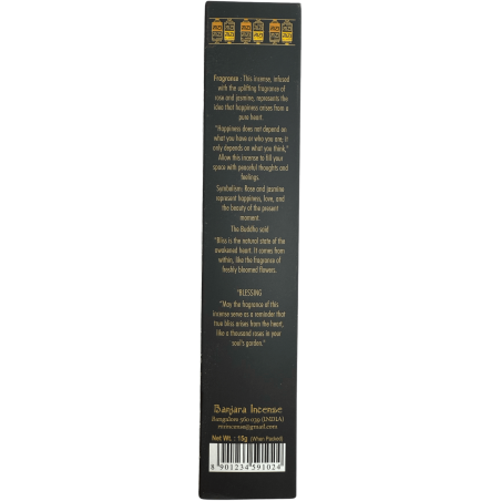Buddha Räucherstäbchen Glückseligkeit BANJARA - 1 Packung mit 15gr Rosa Räucherstäbchen und Jasmin Masala