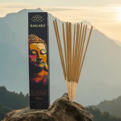 Buddha Räucherstäbchen Glückseligkeit BANJARA - 1 Packung mit 15gr Rosa Räucherstäbchen und Jasmin Masala