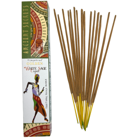 Encens Copal Doré et Sauge Blanche Secrets Anciens Dorés Vijayshree - Sachet de 15gr.
