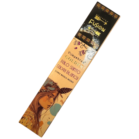 Incenso Palo Santo e Sálvia Branca Golden Fusion Vijayshree - pacote de 15gr.