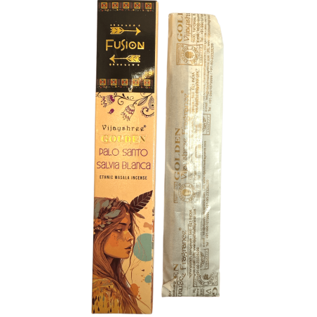 Tămâie Palo Santo și Salvie Albă Golden Fusion Vijayshree - pachet de 15gr.