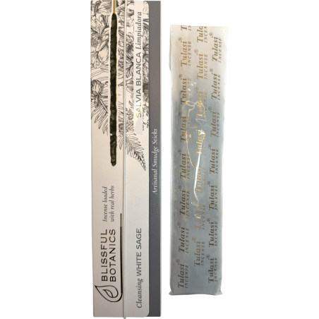 Bio Weißer Salbei Weihrauch Blissful Botanics TULASI Natural Artisan - Reinigender Salbei - 8 Bio Räucherstäbchen