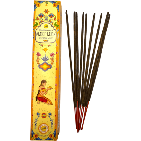 Encens Ambré Musc SREE VANI Golden India - 1 paquet de 15gr.