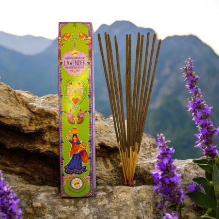 Golden India Lavendel Sree Vani Räucherstäbchen - 1 Packung à 15gr.