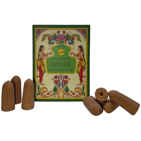 مخاريط البخور Reflux Rue SREE VANI Golden India - عبوة من 10 مخاريط بلاك فلو