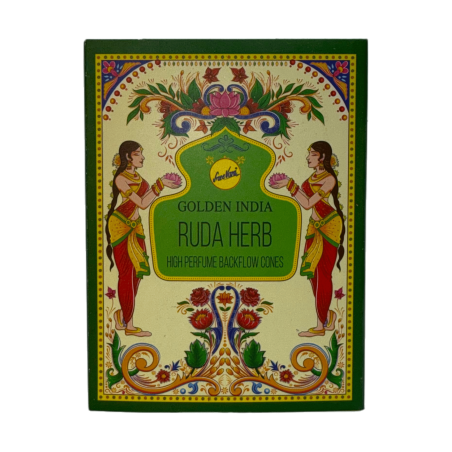 Conuri de tămâie Reflux Rue SREE VANI Golden India - Pachet de 10 conuri blackflow