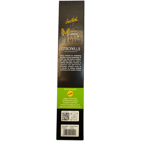 Incenso de Citronela Gratitude Manifest SREE VANI - Incenso Natural Feito à Mão - 4 barras grossas Qualidade extra