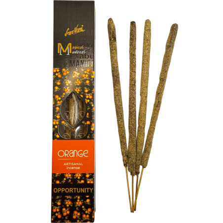 Incienso Naranja Oportunidad Manifest SREE VANI - Incienso Natural Orgánico Artesanal - 4 barritas gruesas calidad Extra