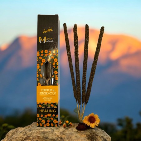 Encens Cicatrisant Calendula et Bois de Santal Manifest SREE VANI - Encens Artisanal Bio Naturel - 4 barres épaisses de qualité