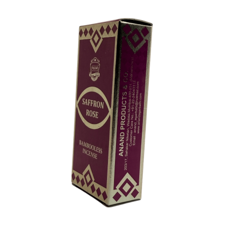 Dhoop Encens Safran Roses ANAND Encens Bambou Sans Bambou Safran Rose - 1 paquet de 15 barres