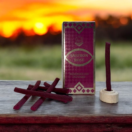 Dhoop Encens Safran Roses ANAND Encens Bambou Sans Bambou Safran Rose - 1 paquet de 15 barres