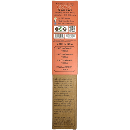 Natural Incense of Palo Santo and Yagra NAMASTE INDIA Earth Inspired - 25gr Box of Organic Incense