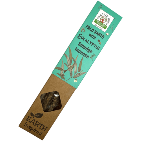 Inciens Natural de Pal Sant i Eucaliptus NAMASTE INDIA Earth Inspired - Caixeta de 25gr d'Inciens Orgànic