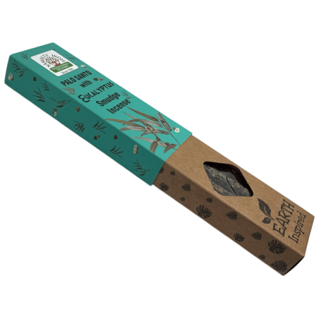 Incenso Naturale Palo Santo ed Eucalipto NAMASTE INDIA Terra Ispirato - Scatola da 25gr di Incenso Biologico