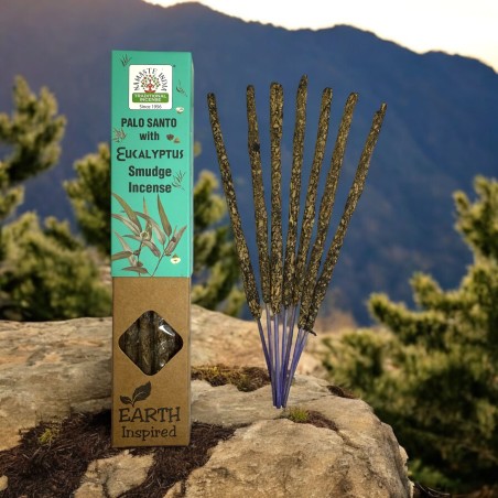 Encens Naturel Palo Santo et Eucalyptus NAMASTE INDIA Inspiré de la Terre - Boîte de 25gr d’Encens Bio