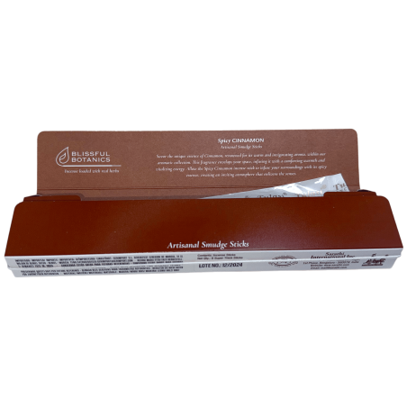 Blissful Botanics TULASI Artisan Natural Cinnamon البخور العضوي - القرفة الحارة - 8 أعواد بخور عضوية