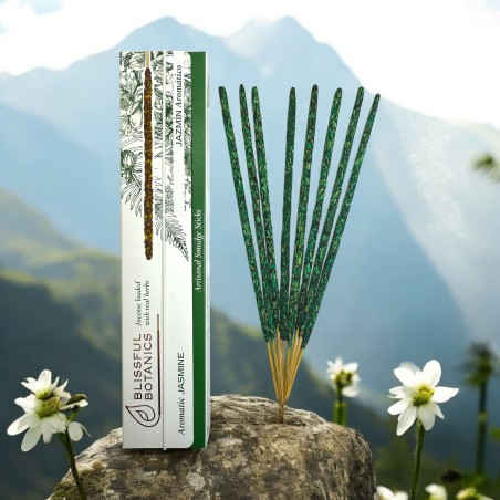 Bio Weihrauch Blissful Botanics TULASI Natural Artisan Jasmin - Aromatischer Jasmin - 8 Bio Räucherstäbchen