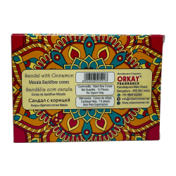 Sandalwood Reflux Cones with Cinnamon NAMASTE INDIA - 10 blackflow incense cones
