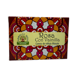 Cones de Refluxo Rosa com NAMASTE INDIA de Baunilha - 10 cones de incenso blackflow