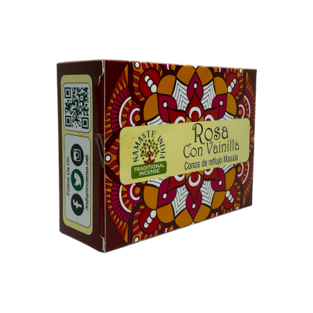 Cones de Refluxo Rosa com NAMASTE INDIA de Baunilha - 10 cones de incenso blackflow