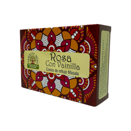 Cones de Refluxo Rosa com NAMASTE INDIA de Baunilha - 10 cones de incenso blackflow