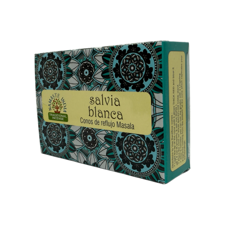 Refluxkoner med vit salvia NAMASTE INDIA - 10 blackflow rökelsekoner