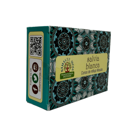 Conos de Reflujo Salvia Blanca NAMASTE INDIA - 10 conos de incienso blackflow