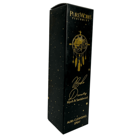 Spray désodorisant ésotérique Bohemian Dreams PureWorks Boho Dreams Aura Spray Nettoyant Myrrhe et Bois de Santal 100ml.
