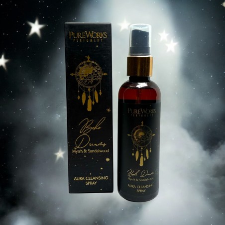 Spray désodorisant ésotérique Bohemian Dreams PureWorks Boho Dreams Aura Spray Nettoyant Myrrhe et Bois de Santal 100ml.