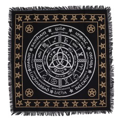 Mantel de Altar con flecos Esotérico Vida, Muerte y Renacimiento - 50x50cm