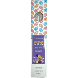 Gratitude Tămâie organică Amestecuri Fericite Vijayshree Benzoin, Scorțișoară și Mosc - Cutie de 25gr.