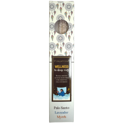 Blissful Blends Vijayshree Palo Santo Organic Wellbeing rökelse, lavendel och myrra - 25gr box.