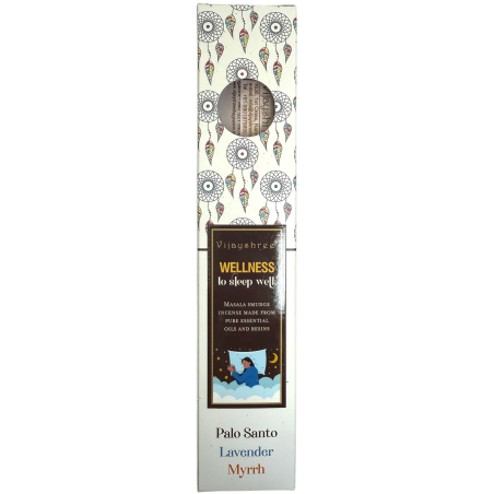 Blissful Blends Vijayshree Palo Santo Organic Wellbeing Incense, Lavender and Myrrh - 25gr Box.